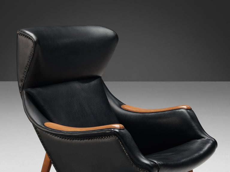 B.J. Hansen Lounge Chair in Teak and Black Upholstery