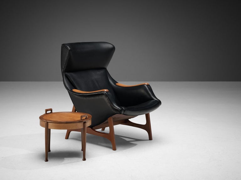 B.J. Hansen Lounge Chair in Teak and Black Upholstery