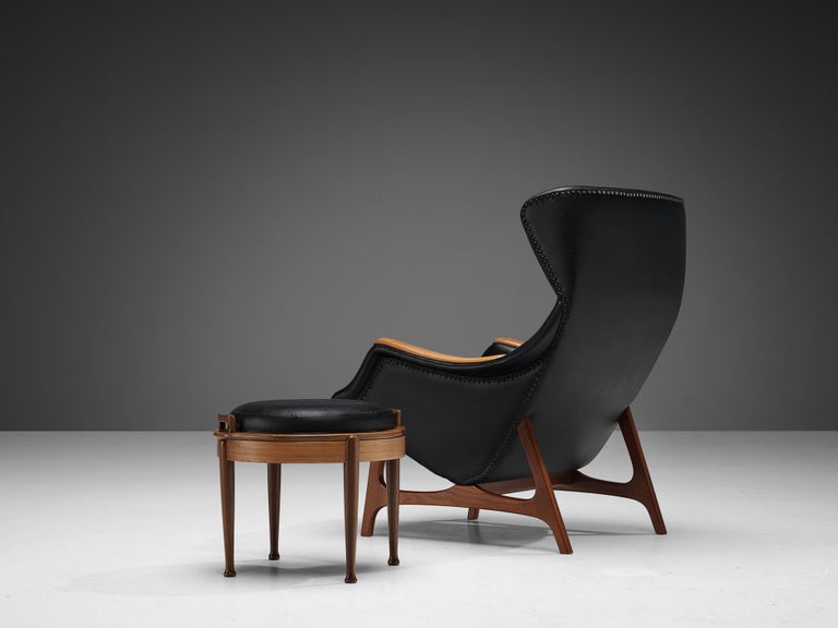 B.J. Hansen Lounge Chair in Teak and Black Upholstery