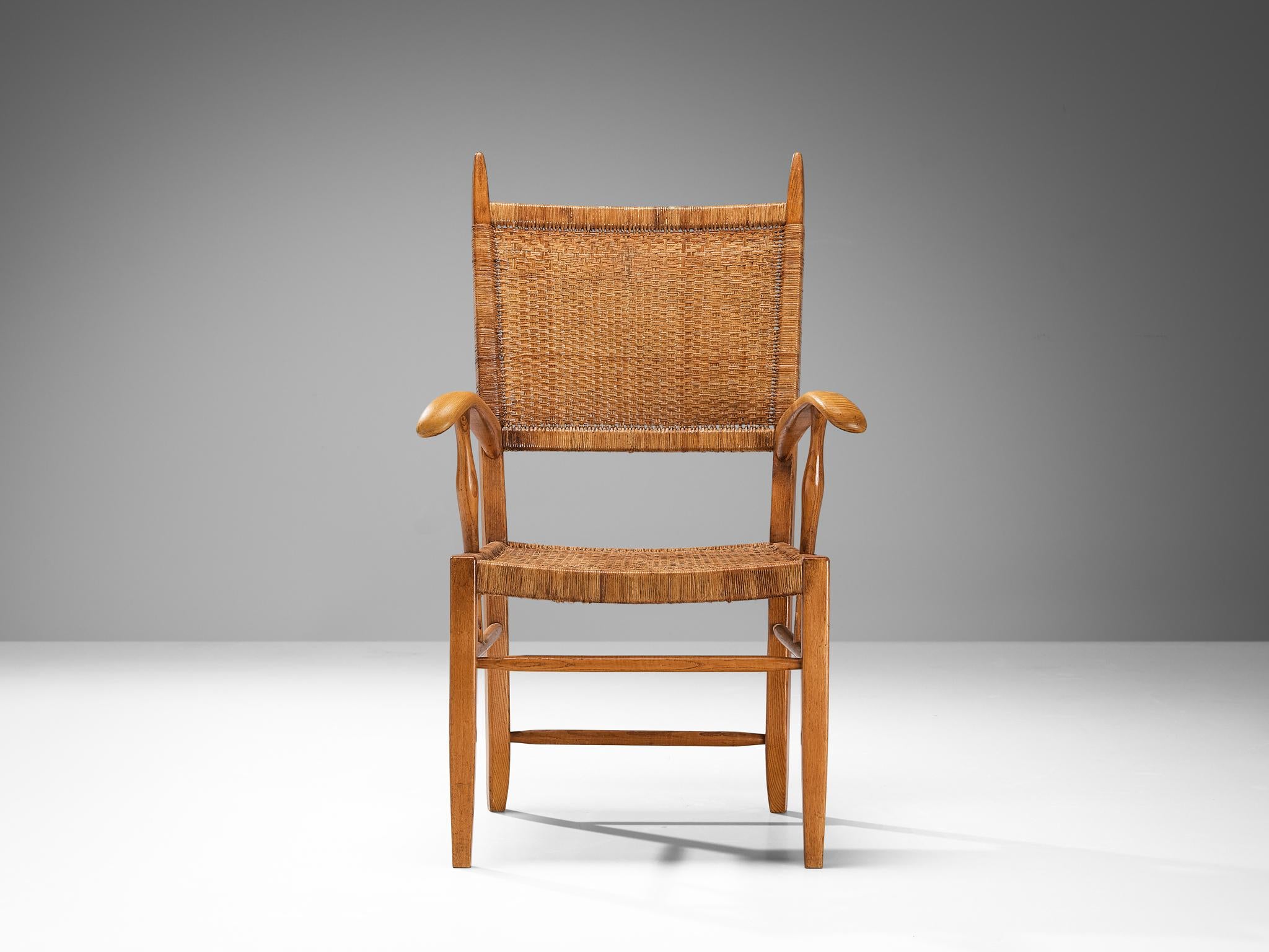 Dutch High Back Chair in Ash and Cane