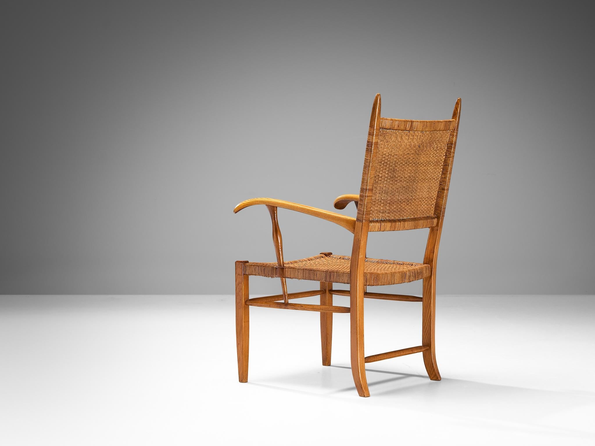 Dutch High Back Chair in Ash and Cane