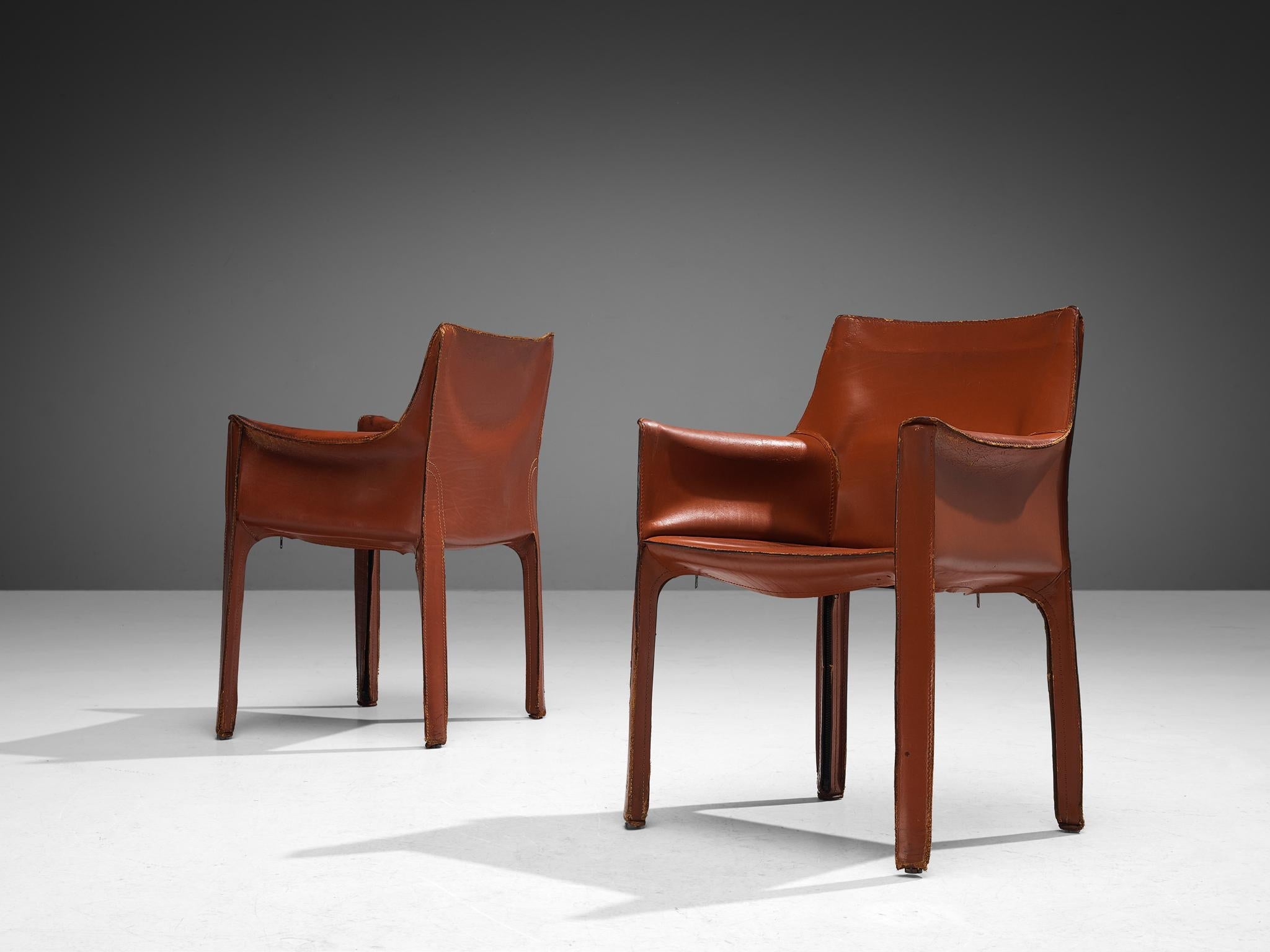 Mario Bellini for Cassina 'CAB 413' Dining Chairs in Leather