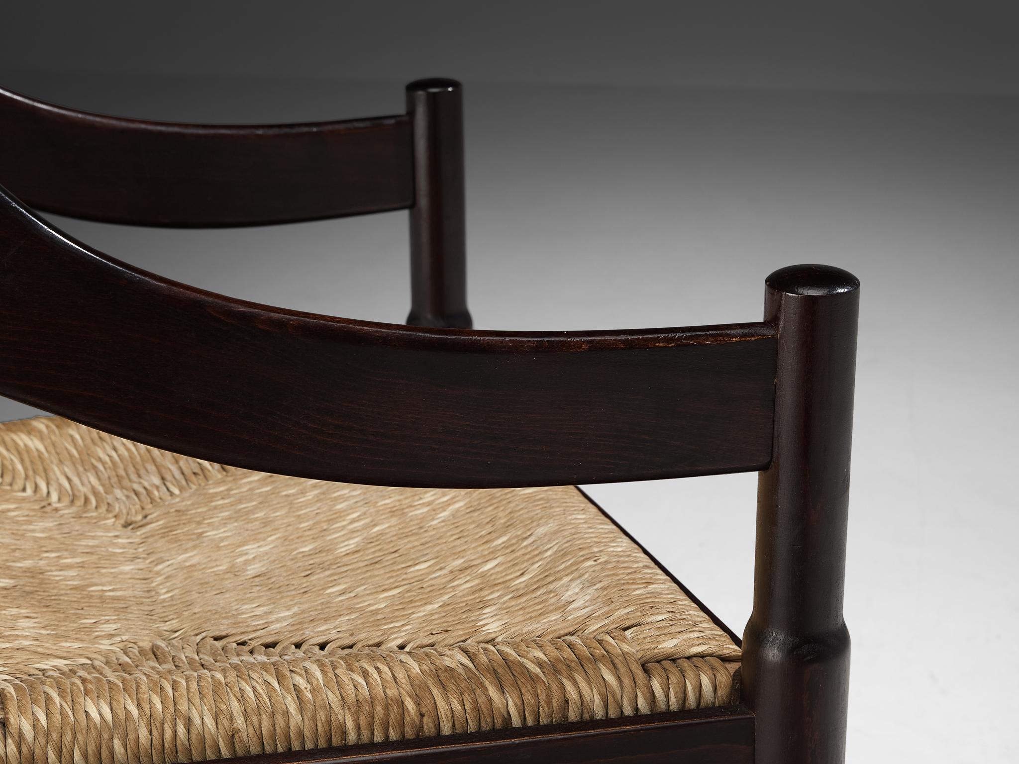 Vico Magistretti Pair of Carimate Dining Chairs with Rush Seats