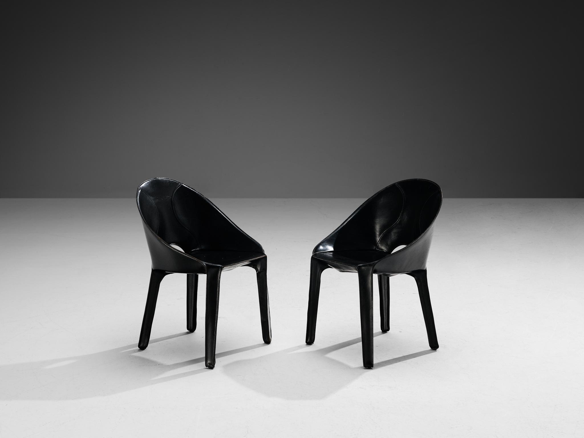 Mario Bellini for Cassina Set of Six Lira e Liuto Dining Chairs in Lea