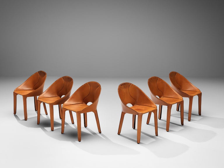 Mario Bellini Set of Six 'Lira E Liuto' Dining Chairs in Leather