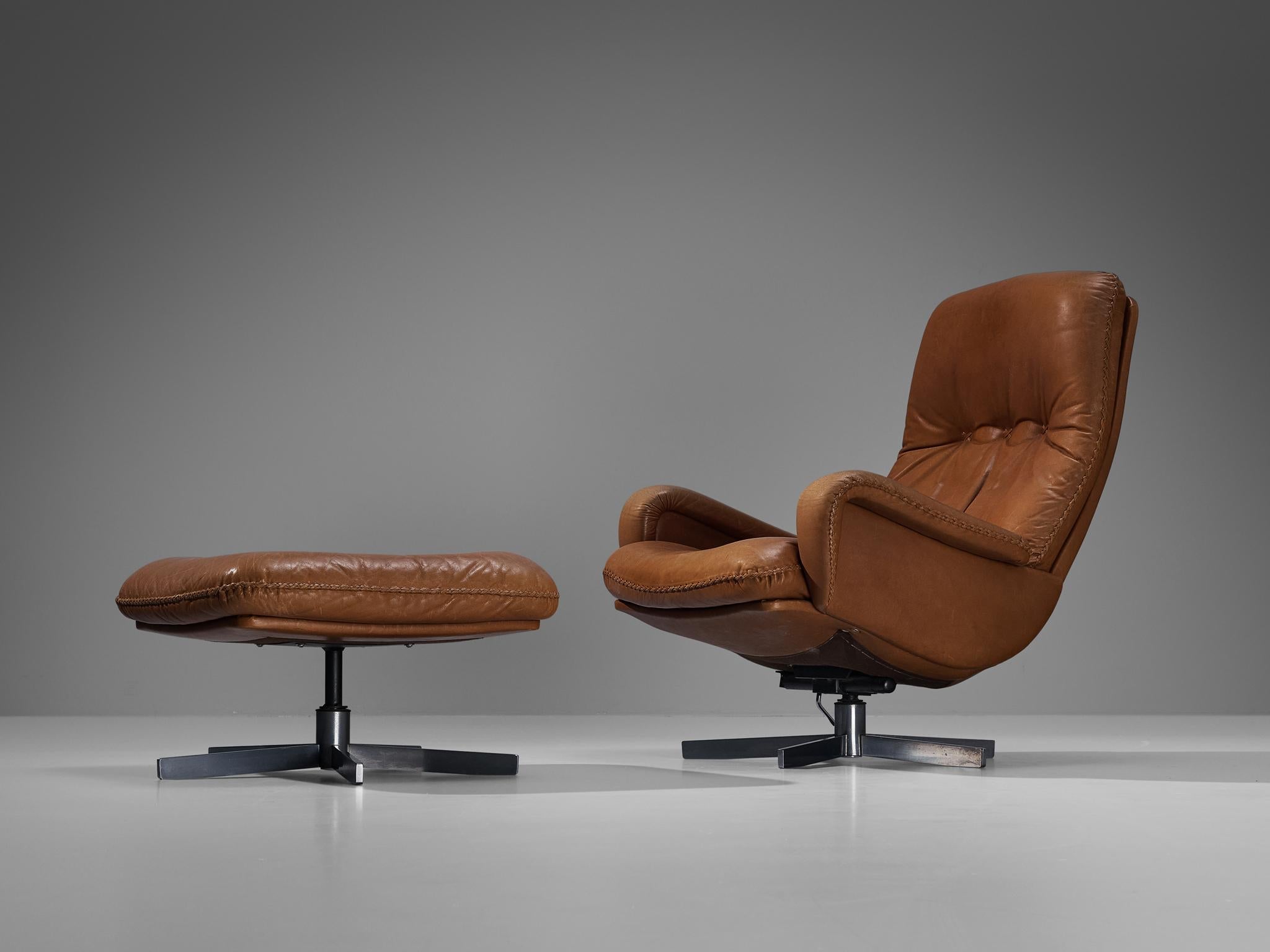 Cognac chair outlet and ottoman