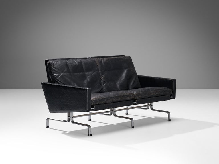 Poul Kjaerholm 'PK31' Sofa in Black Leather