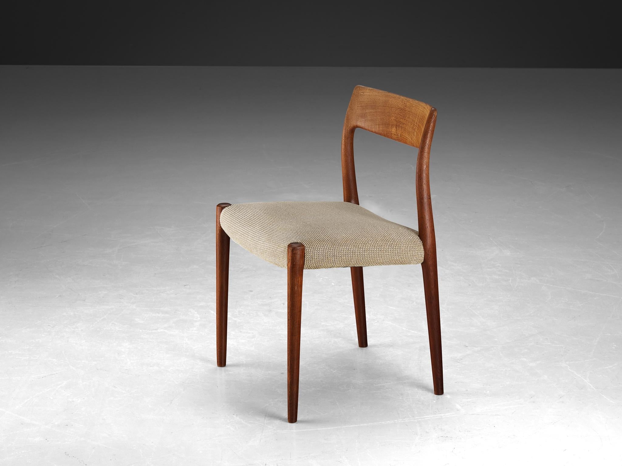 Niels Otto Moller Dining Chair in Teak and Beige Upholstery