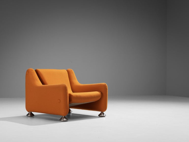 Rare Luigi Colani for Fritz Hansen Lounge Chair in Orange Upholstery