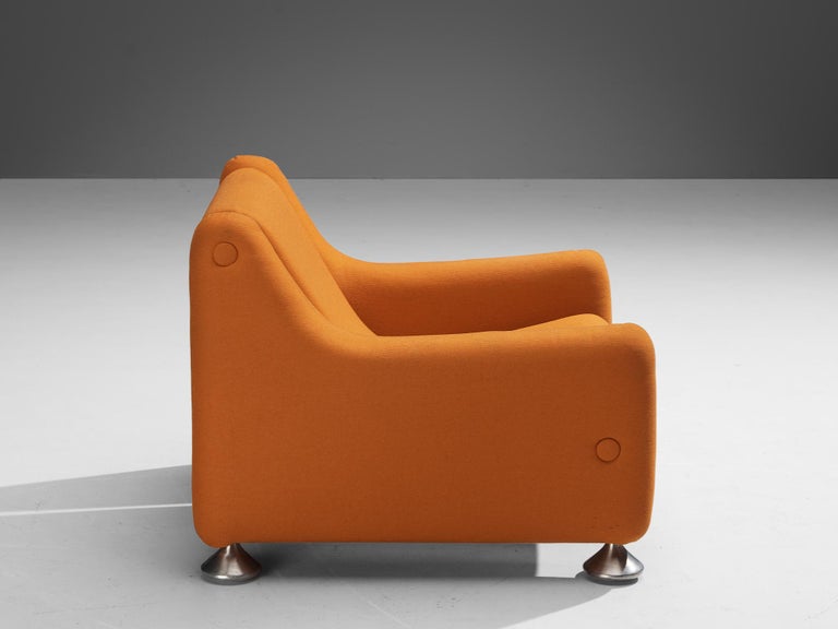 Rare Luigi Colani for Fritz Hansen Lounge Chair in Orange Upholstery