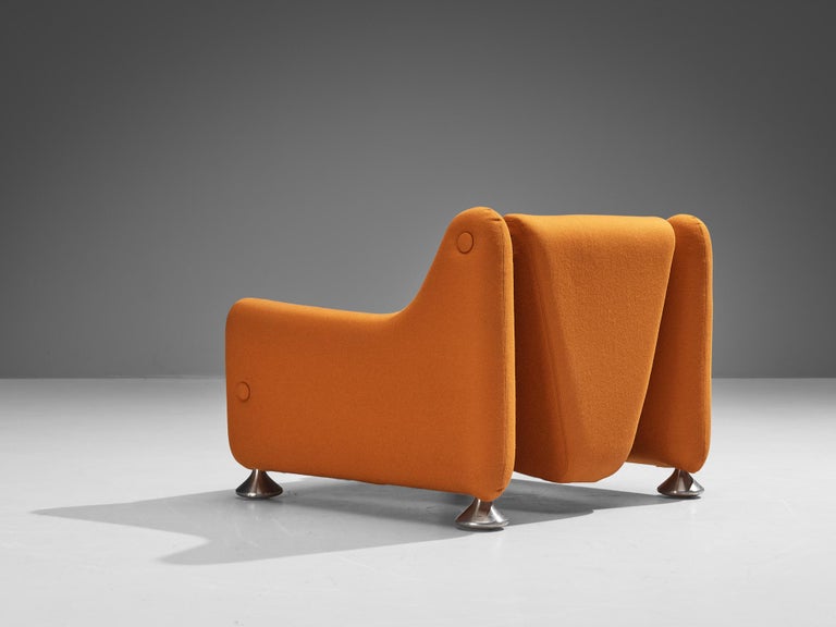 Rare Luigi Colani for Fritz Hansen Lounge Chair in Orange Upholstery