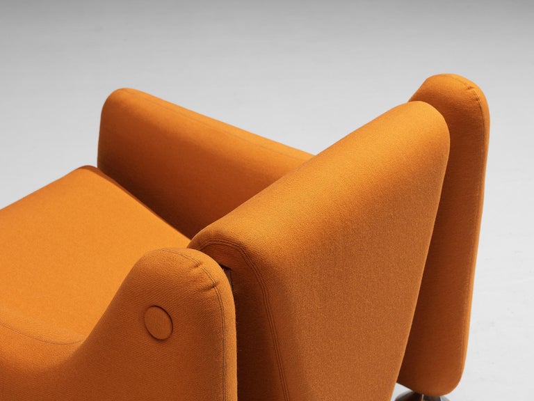 Rare Luigi Colani for Fritz Hansen Lounge Chair in Orange Upholstery