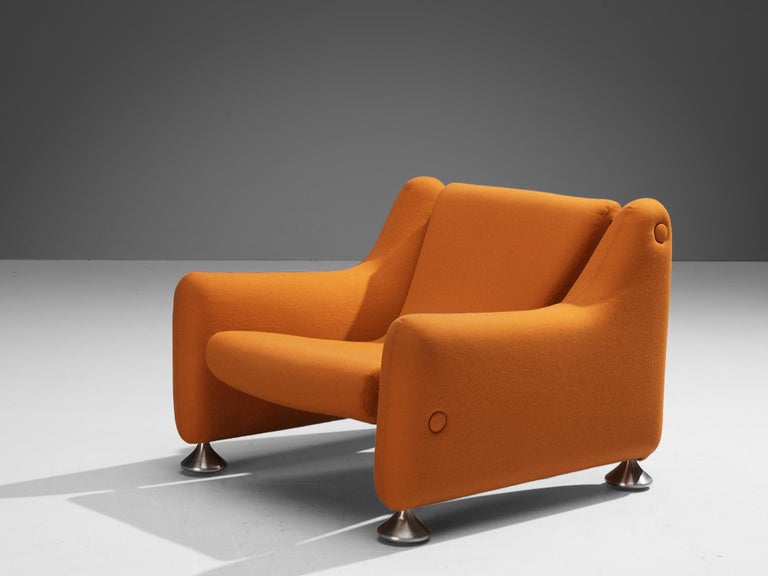 Rare Luigi Colani for Fritz Hansen Lounge Chair in Orange Upholstery