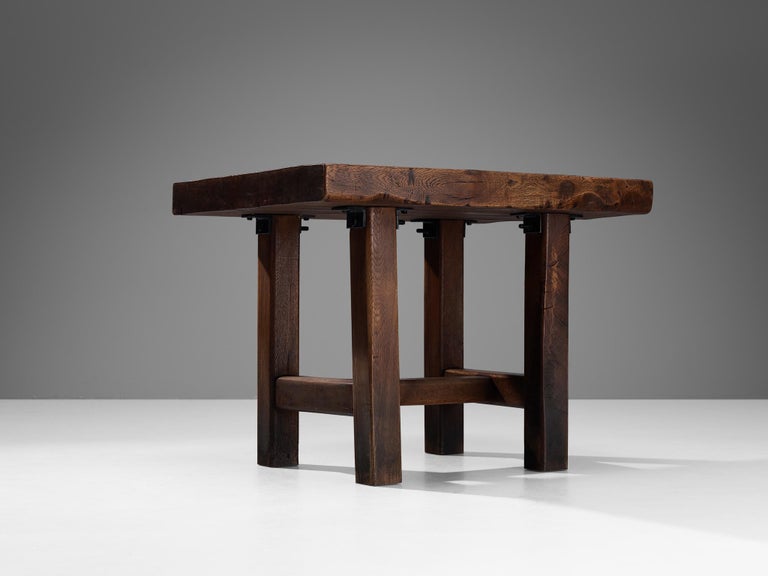 Mobichalet Brutalist Set of Table and Pair of Benches