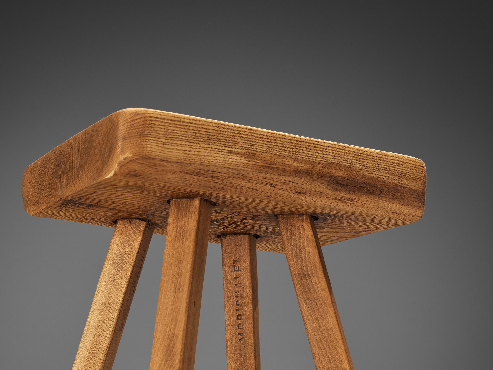 Mobichalet Brutalist Bar Stools in Blond Pine Wood and Iron