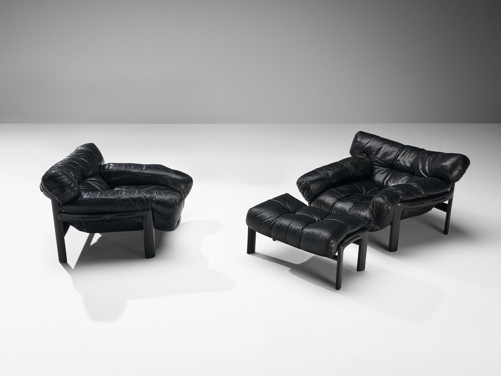 Angelo Mangiarotti & Chiara Pampo 'Légère' Lounge Chairs with Ottoman