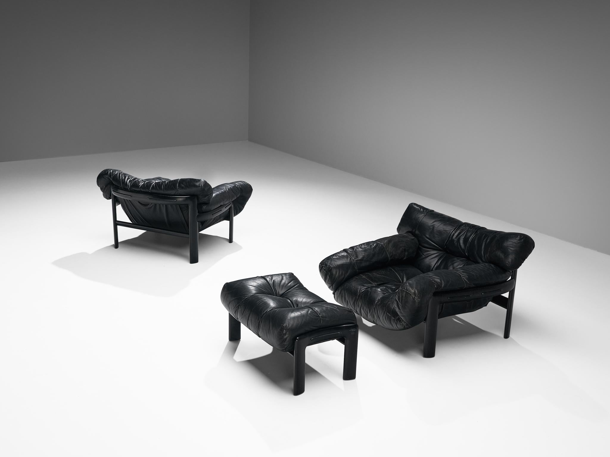 Angelo Mangiarotti & Chiara Pampo 'Légère' Lounge Chairs with Ottoman