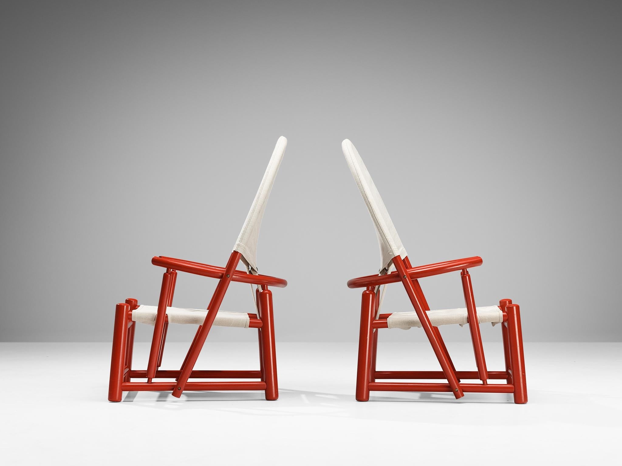 Werther Toffoloni & Piero Palange Pair of ‘Hoop’ Red Chairs in Canvas