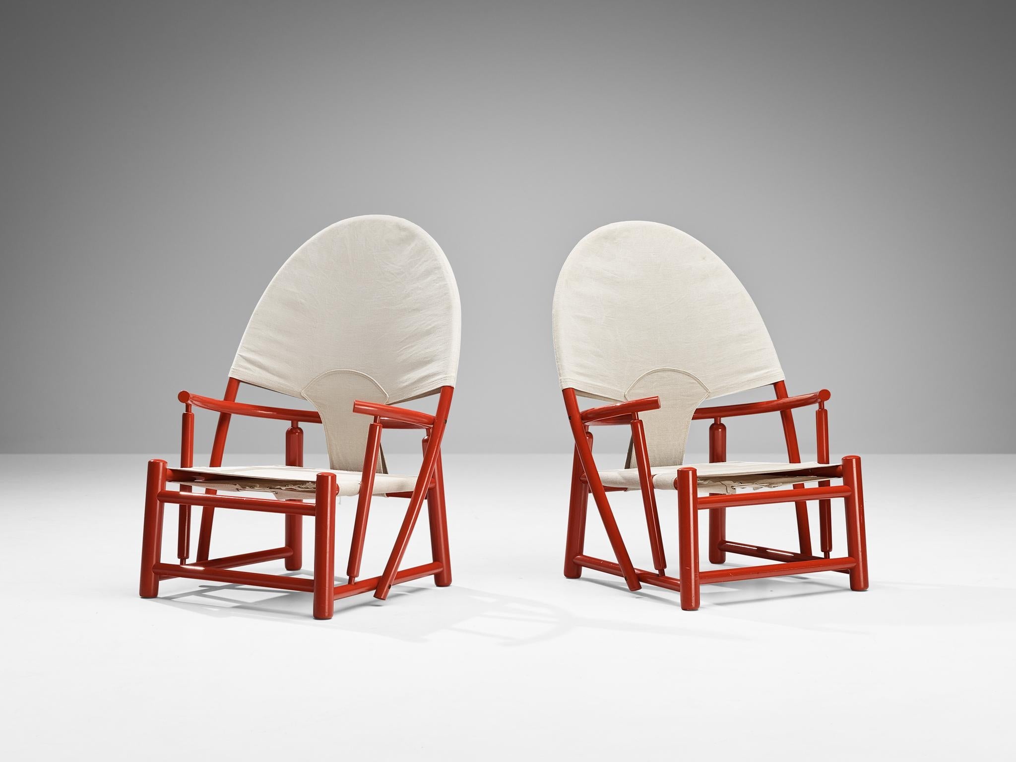 Werther Toffoloni & Piero Palange Pair of ‘Hoop’ Red Chairs in Canvas