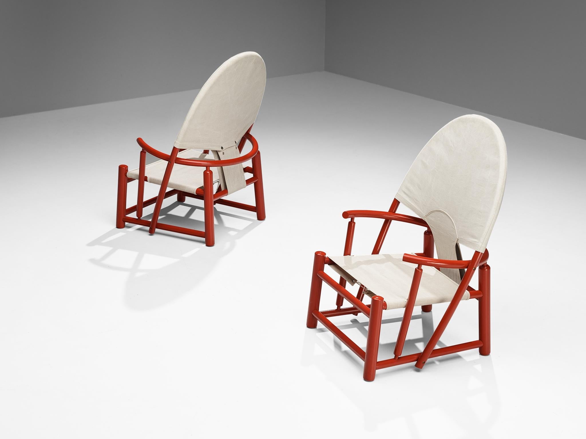 Werther Toffoloni & Piero Palange Pair of ‘Hoop’ Red Chairs in Canvas