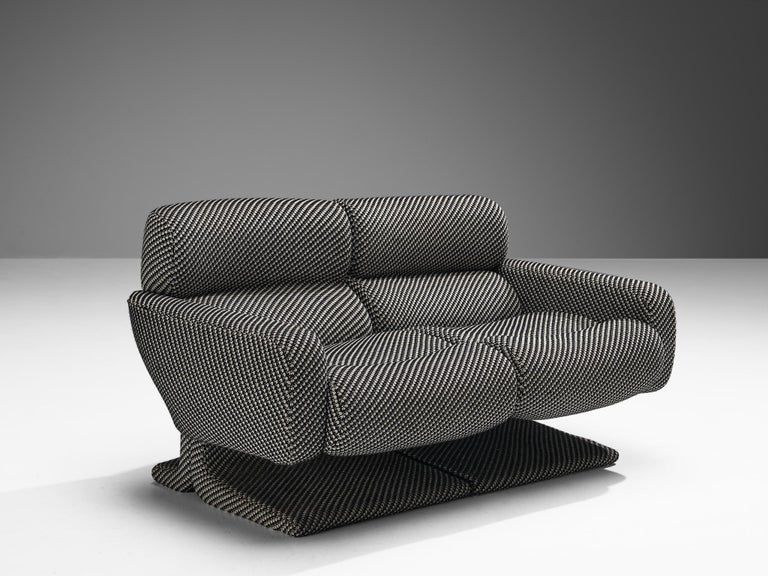 Postmodern Italian Modular Sofa in Checkered Upholstery