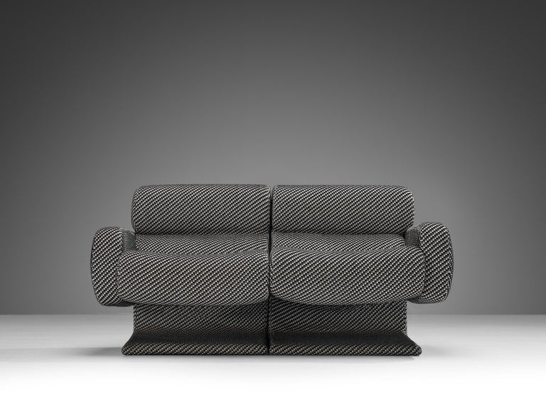 Postmodern Italian Modular Sofa in Checkered Upholstery