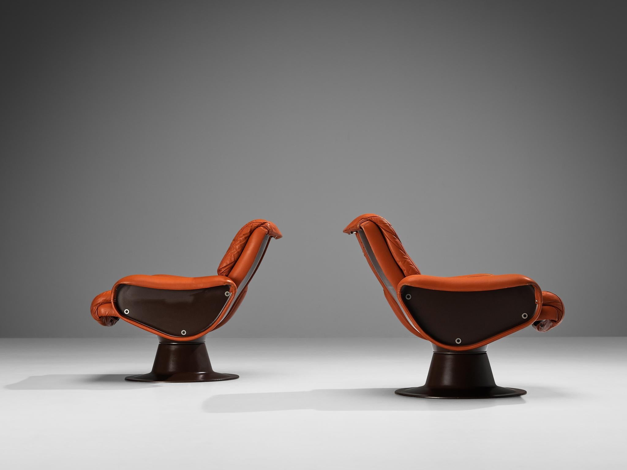 Yrjö Kukkapuro for Haimi Finland Pair of 'Saturnus' Armchairs in Leather