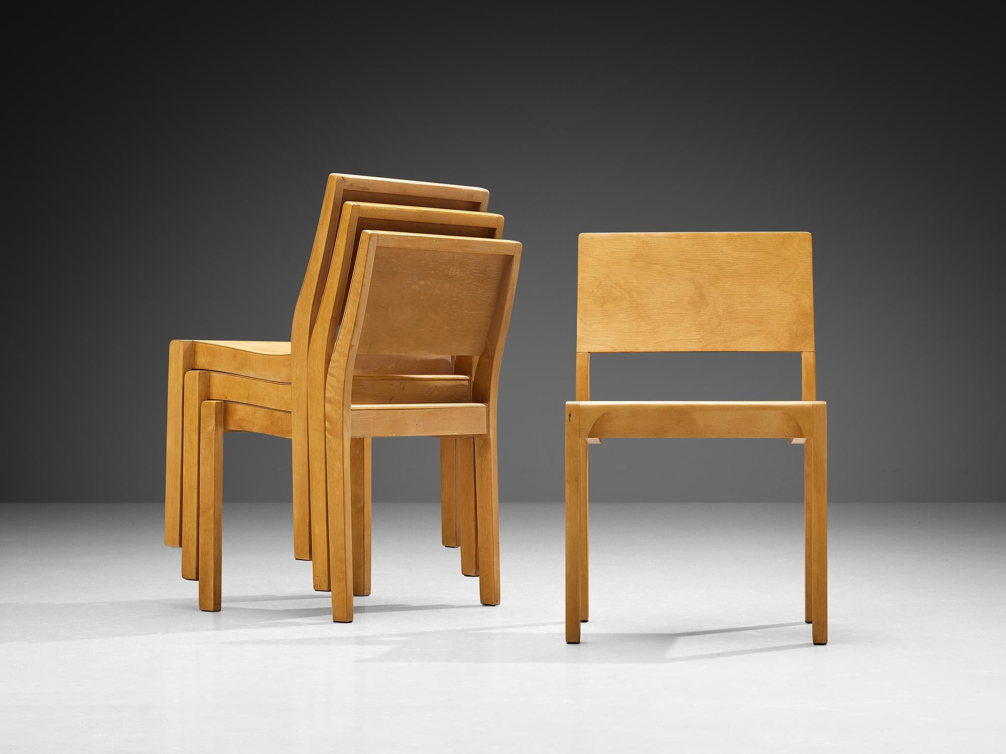 Alvar Aalto for Artek Stackable '11' Chairs in Birch Plywood