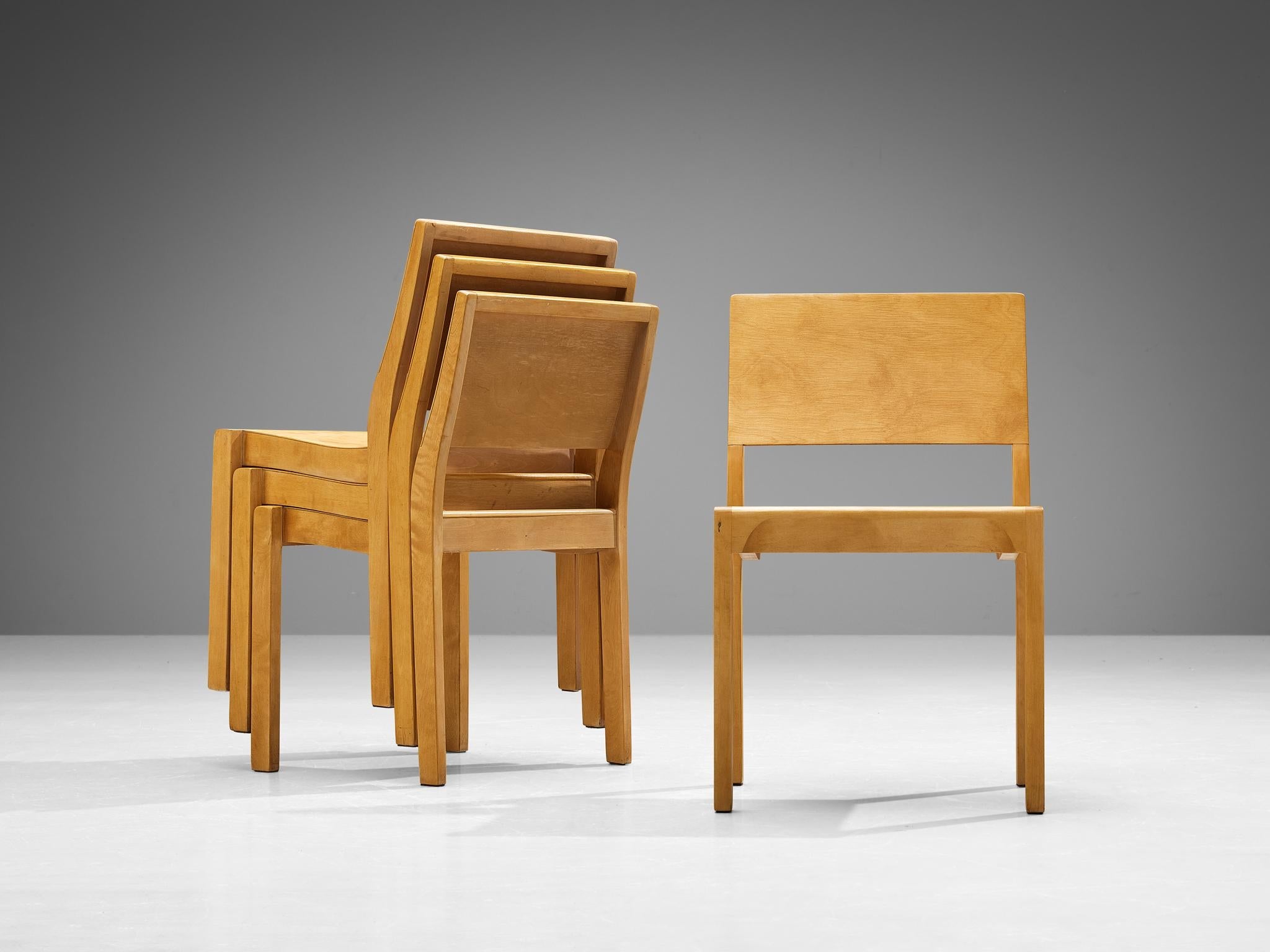 Alvar Aalto for Artek Stackable '11' Chairs in Birch Plywood