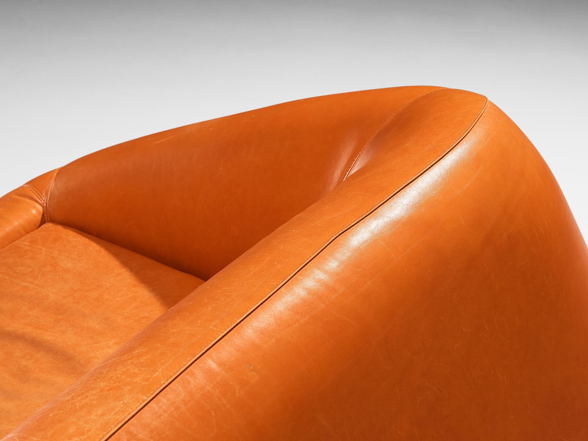 Futuristic Three-Seat Sofa in Leather