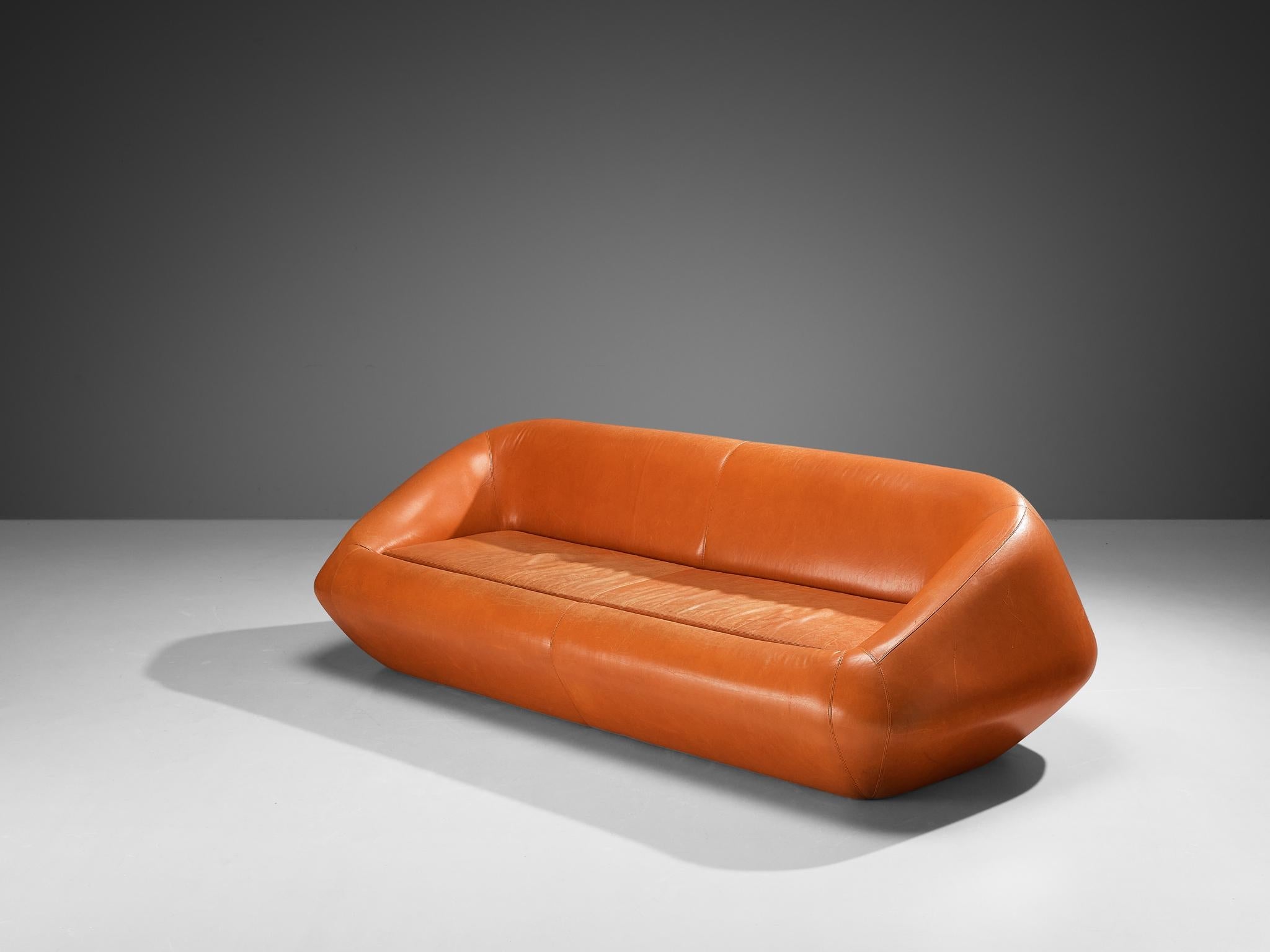 Orange color store leather sofa