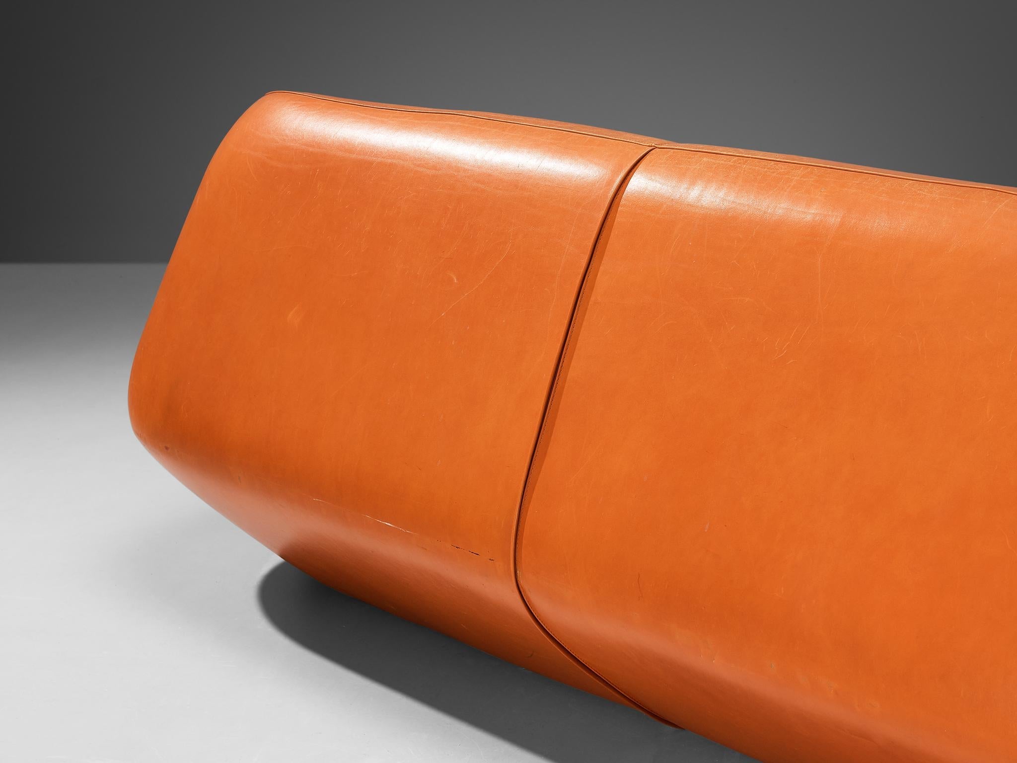 Futuristic Three-Seat Sofa in Leather