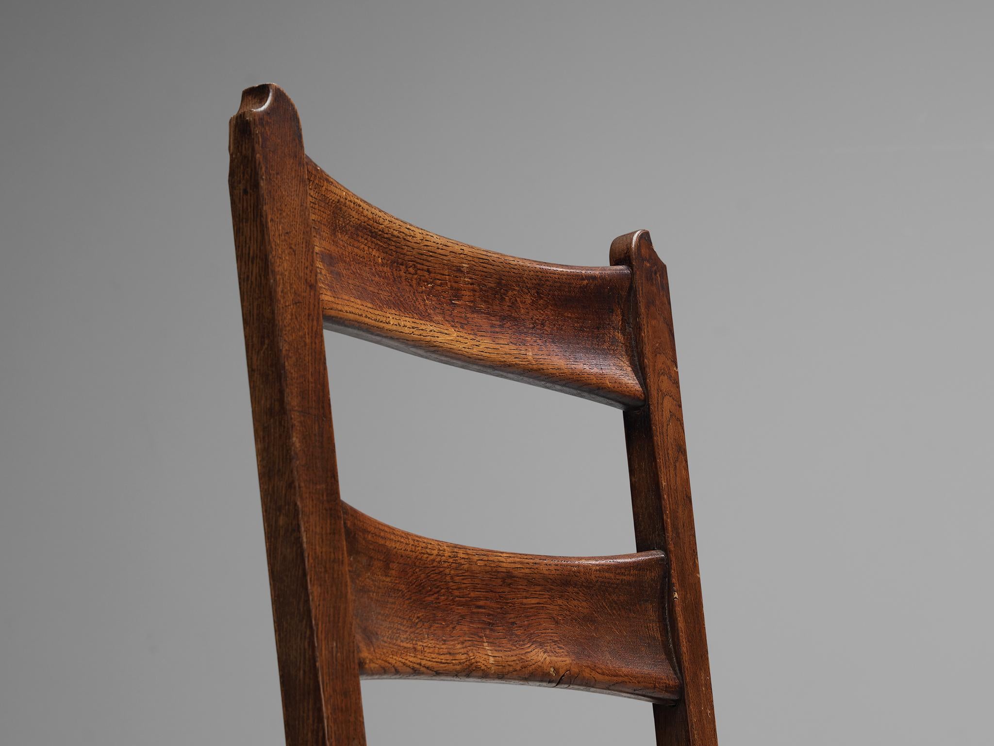 Ernesto Valabrega Set of Six Dining Chairs in Oak and Leather