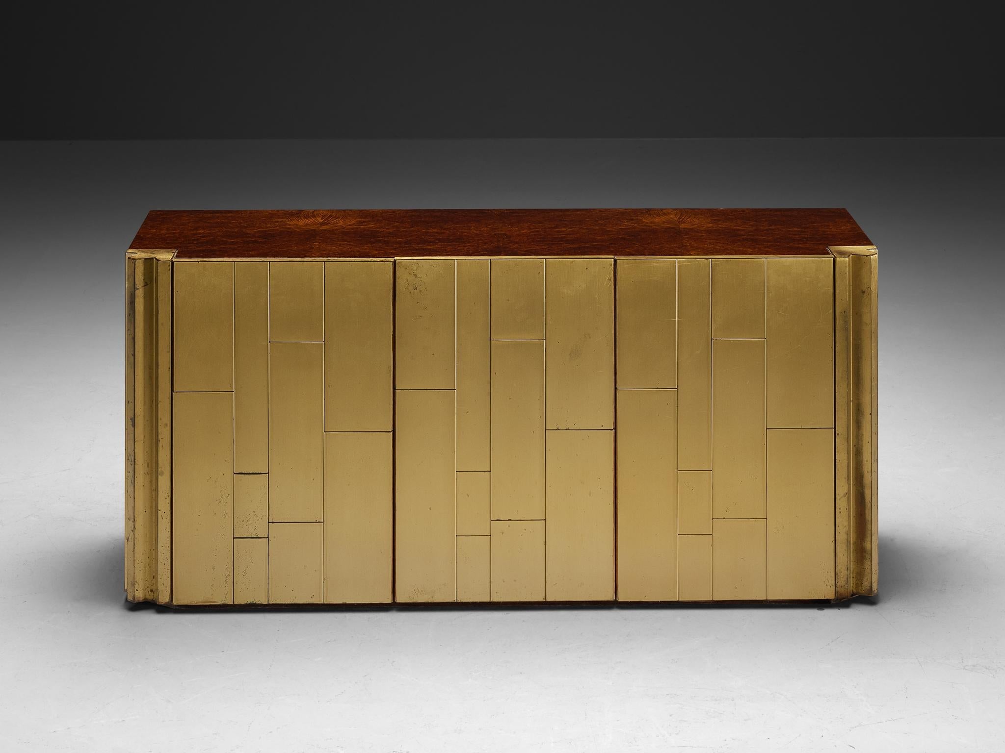 Luciano Frigerio for Frigerio di Desio Sideboard in Walnut and Brass