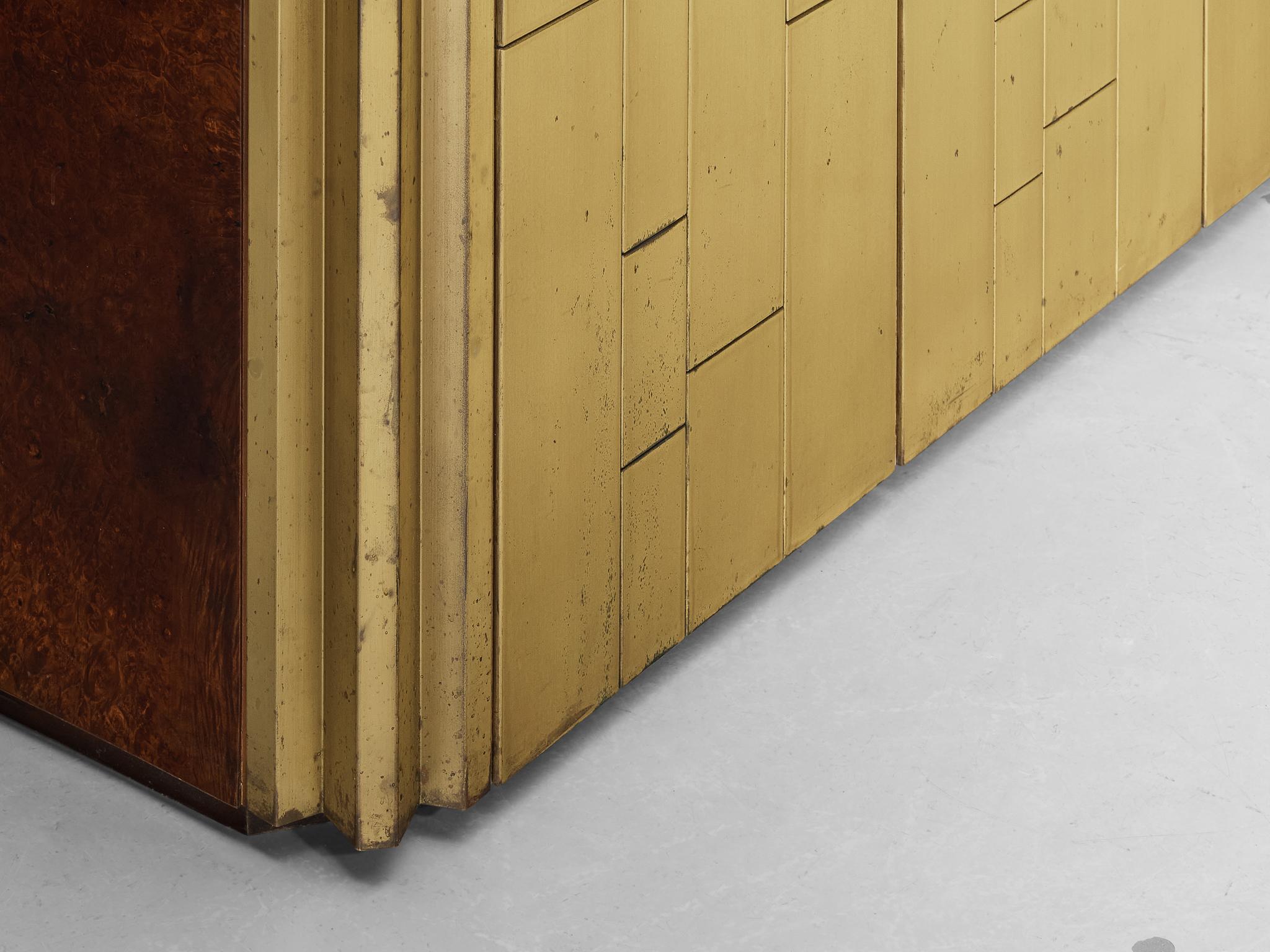 Luciano Frigerio for Frigerio di Desio Sideboard in Walnut and Brass