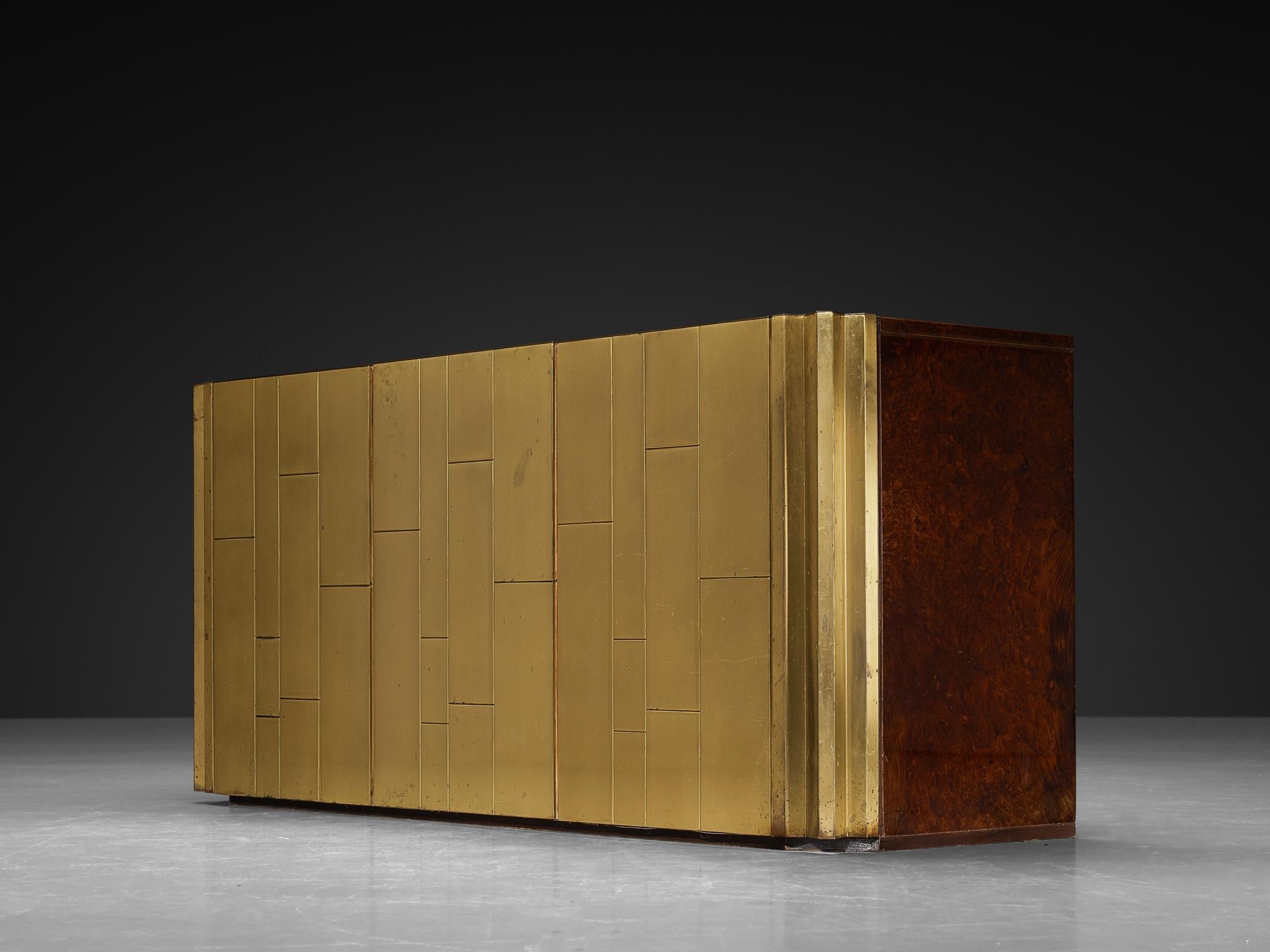 Luciano Frigerio for Frigerio di Desio Sideboard in Walnut and Brass