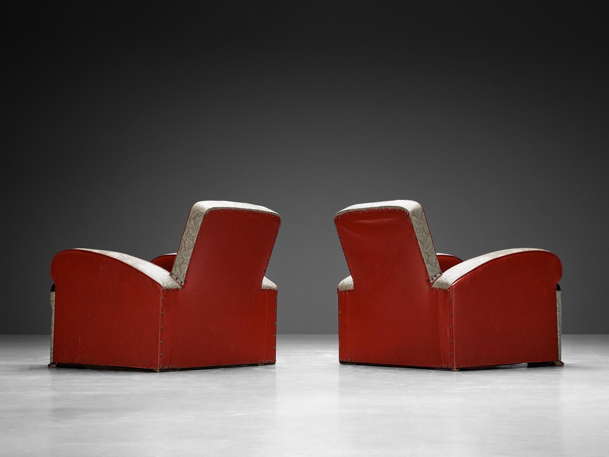 Art Deco Pair of Lounge Chairs in Decorative Upholstery