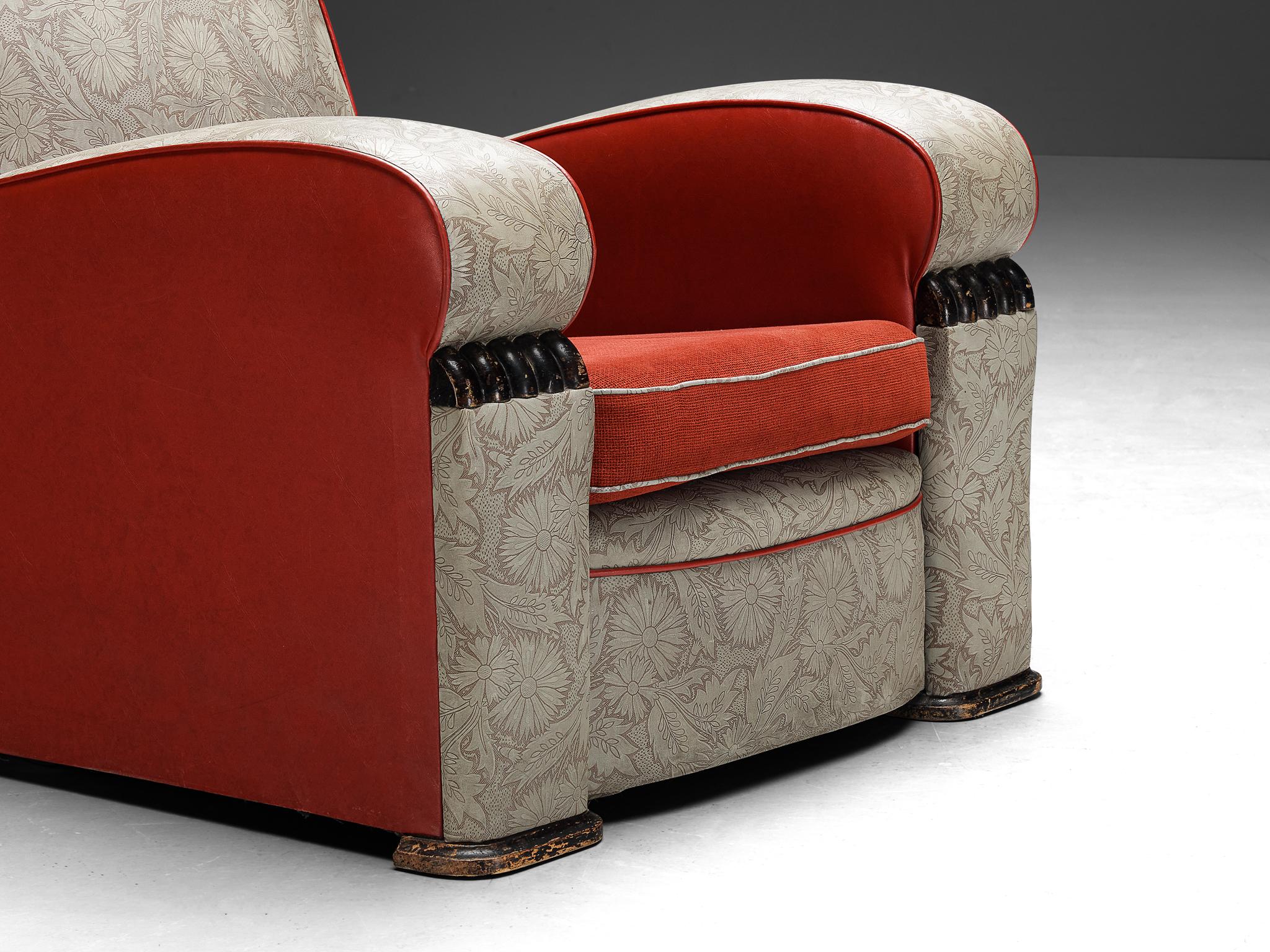 Art Deco Pair of Lounge Chairs in Decorative Upholstery