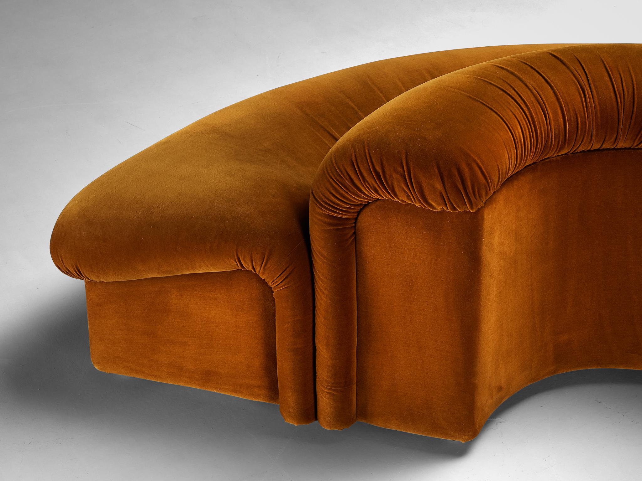Metalarte Sectional Sofa Model Onda in Burnt Orange Velvet