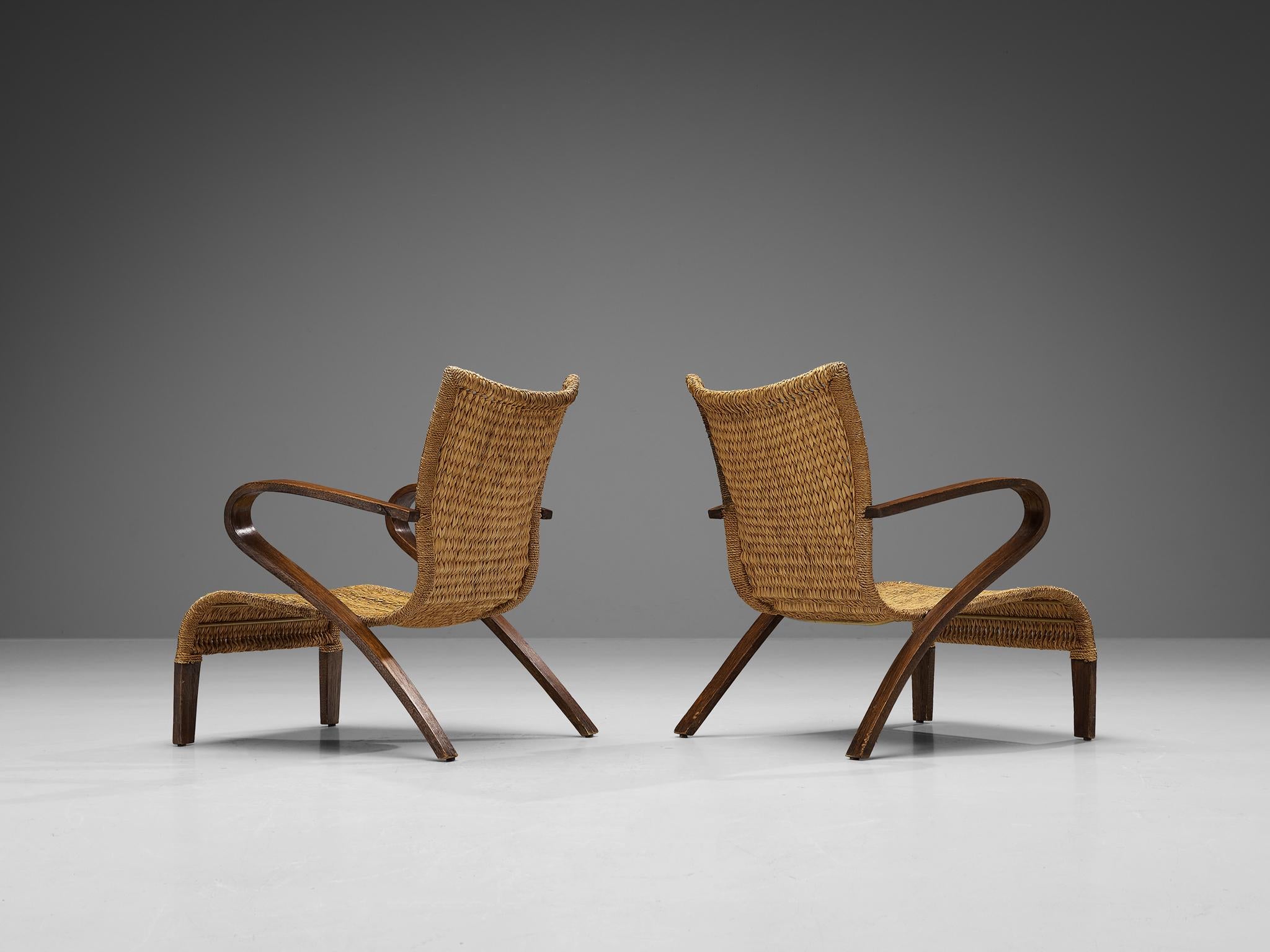 Charming Pair of Rustic French Lounge Chairs