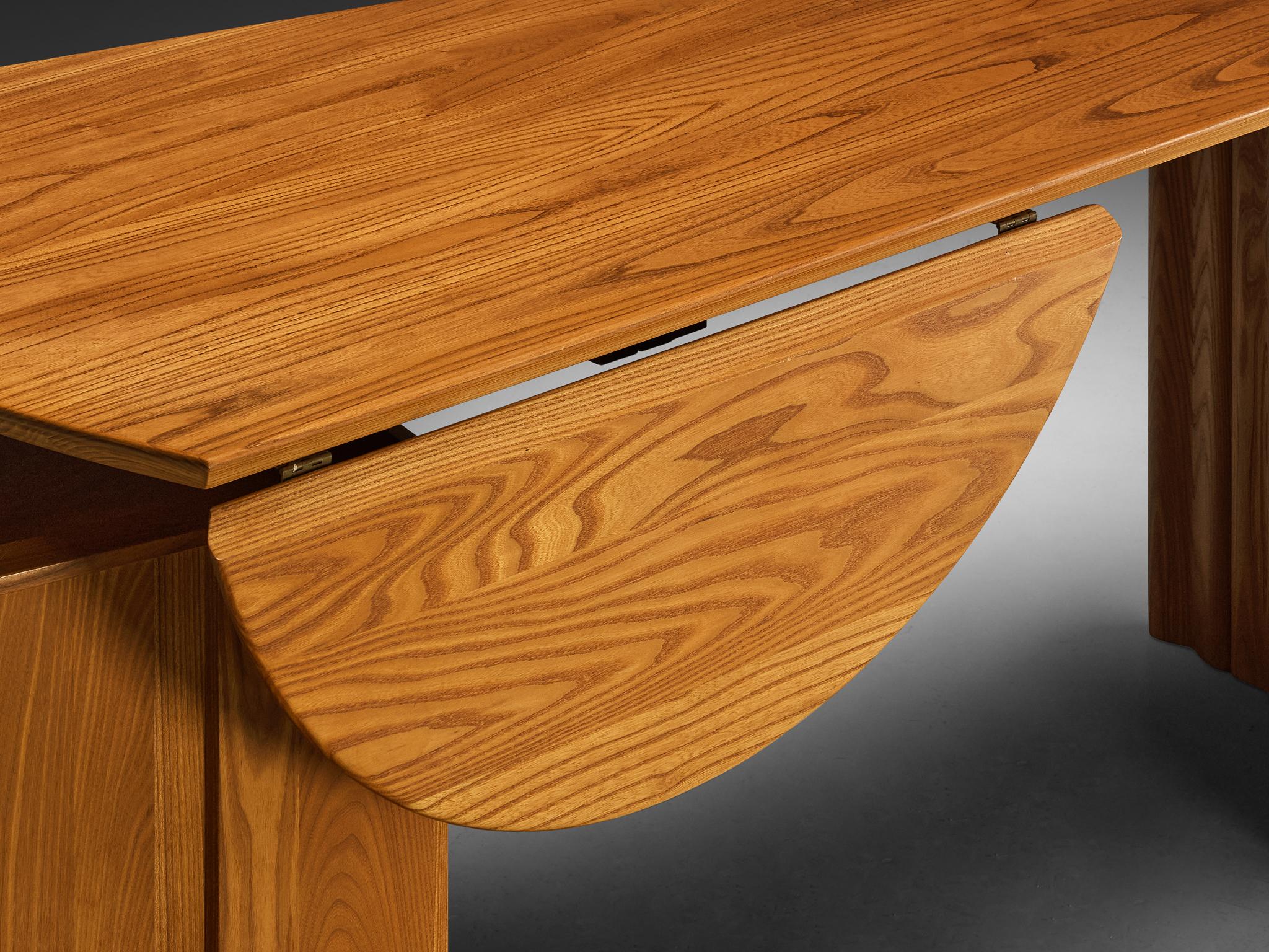 French Seltz Curved Writing Desk in Solid Elm